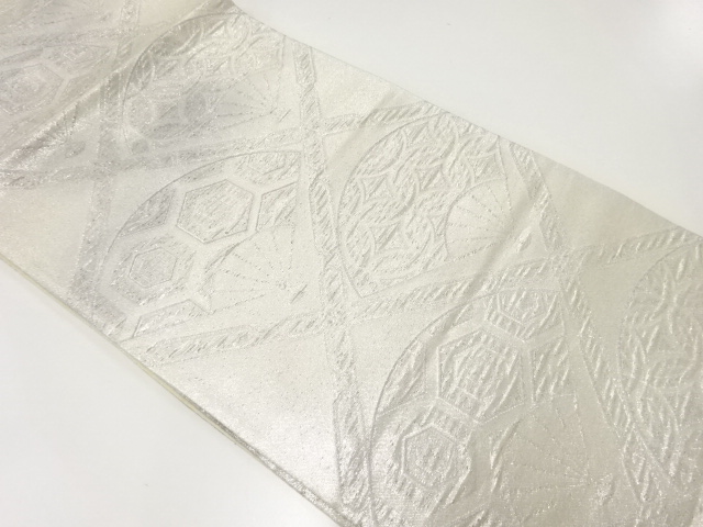 アンティーク　格天井に扇模様織出し袋帯（材料）